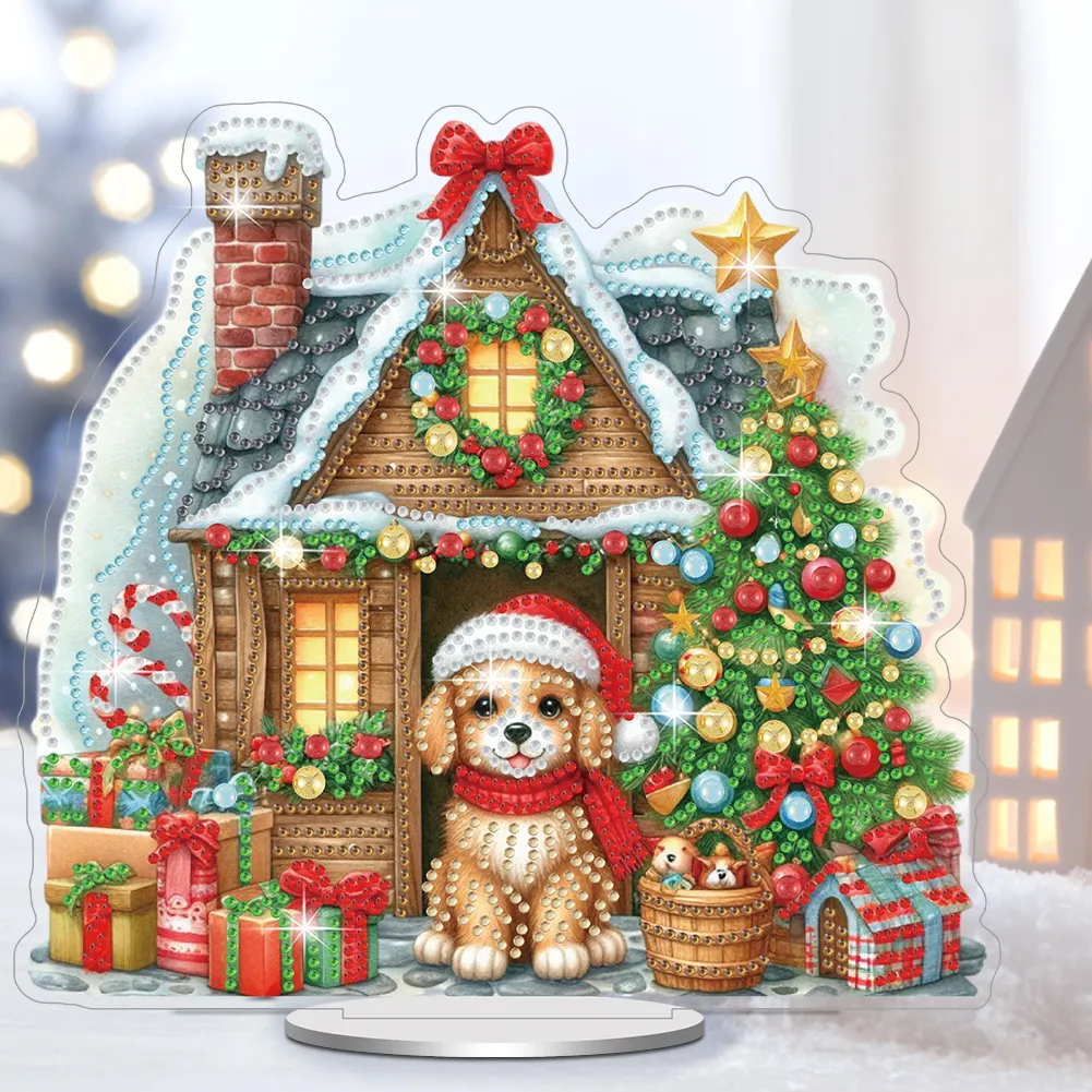 DIY Christmas Dog House Acrylic Special Shaped Diamond Painting Desktop Decorations