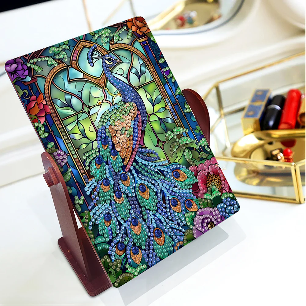 Peacock Special Shape Diamond Painting Mirror Table Top Diamond Mirror Kit