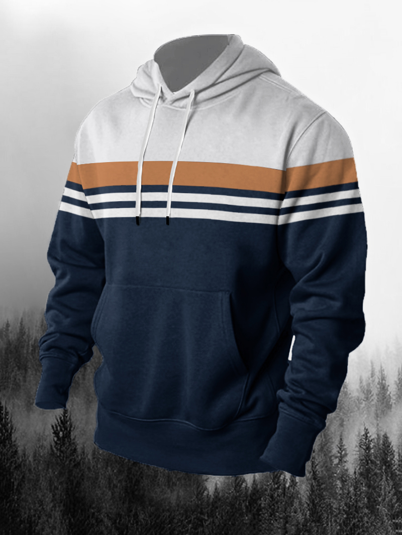 Color Block Striped Men's Hoodie