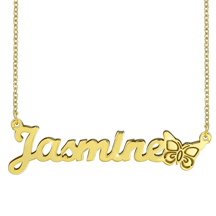 Cutsom Name Necklace With Butterfly Name Chain