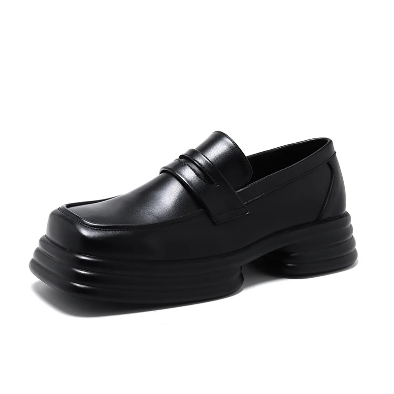 Zingj Zingj Men 2023 Spring And Autumn New Platform Retro British Small Leather Shoes Square Head Thick Heel Pedal 85755-R