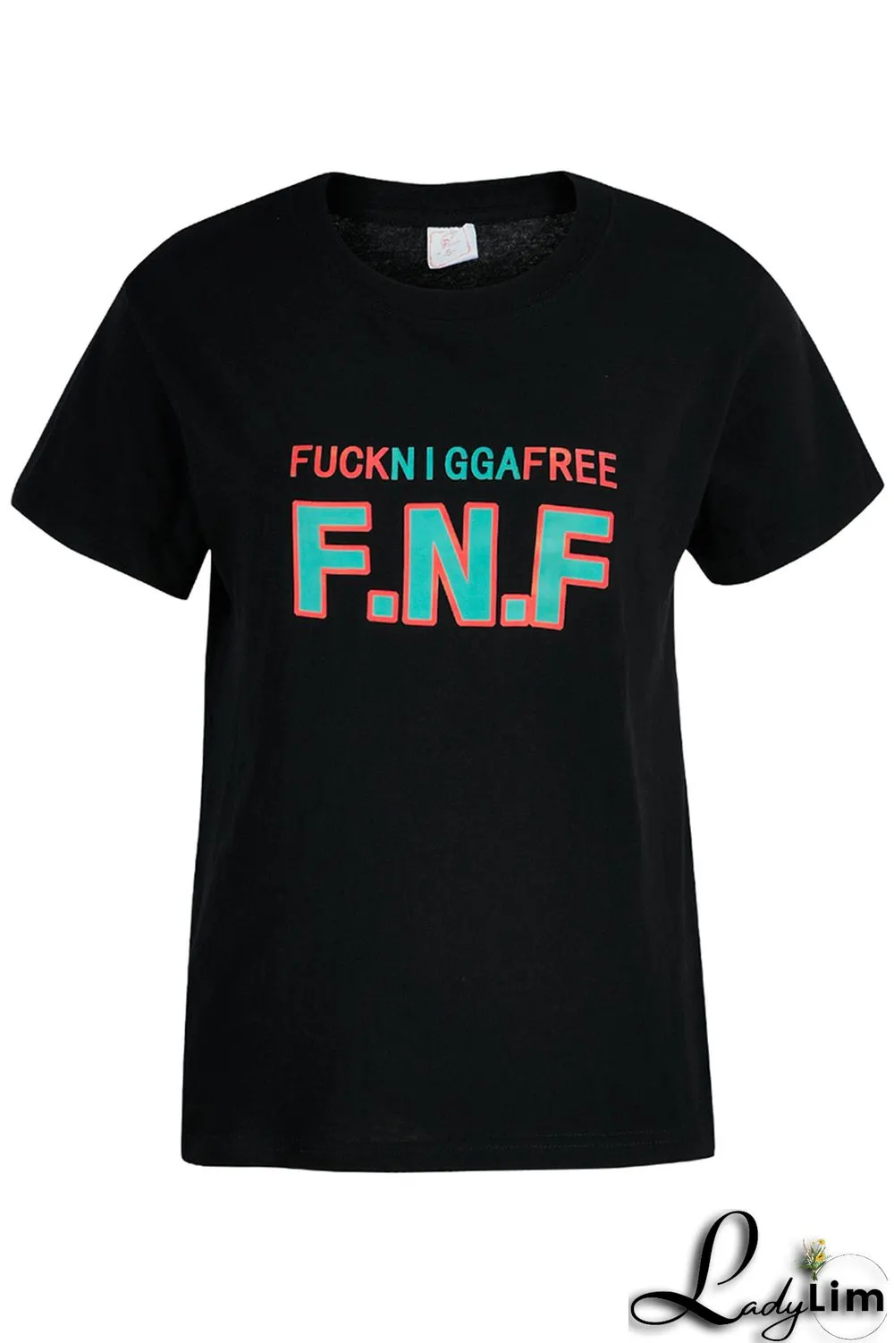 White Fashion Casual Letter Print Basic O Neck T-Shirts