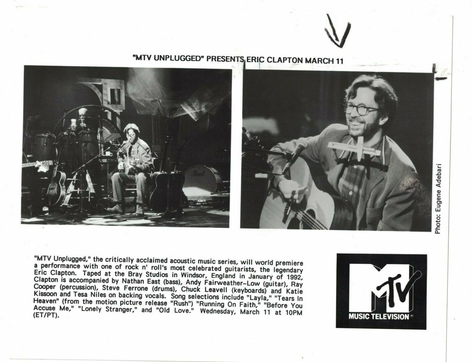 Eric Clapton MTV Unplugged USED 8 x 10