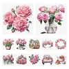 12pcs Pink Rose-11CT Stamped Cross Stitch Set 12.5*12.5cm/4.92*4.92in tapestrymarket