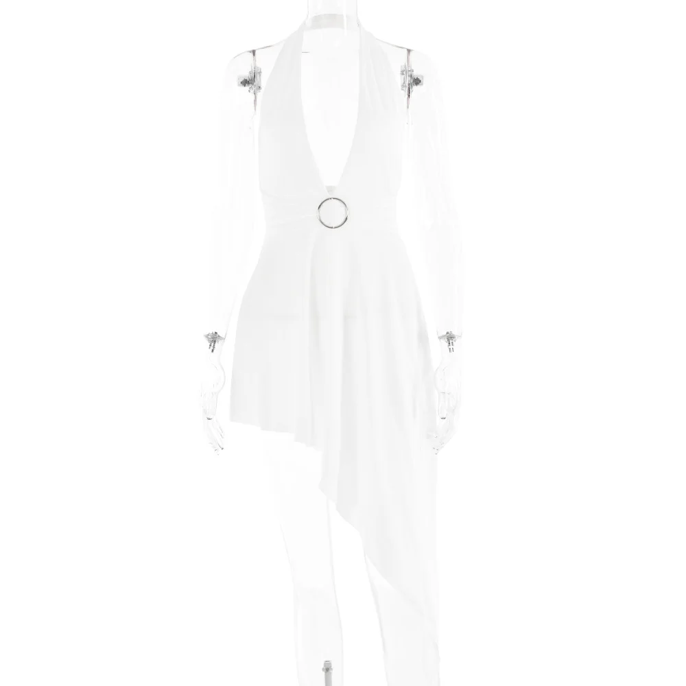 2024 Summer New Sexy Fashion Hanging Neck Open Back Irregular Dress For Women Club Party Mini Dresses Woman Clothing🔥