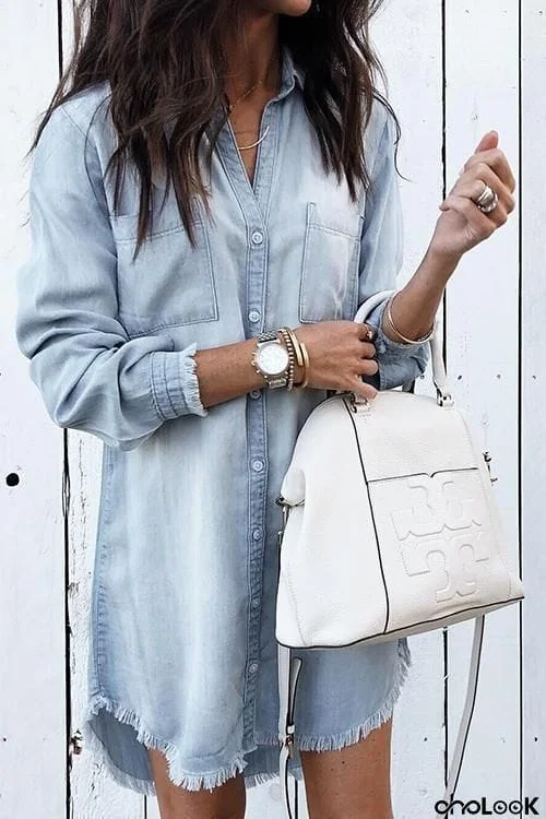 Cozy Denim Shirt Dress ( 4 Colors)