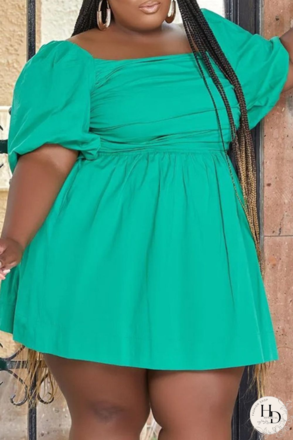 White Fashion Casual Plus Size Solid Patchwork Square Collar Short Sleeve Dress