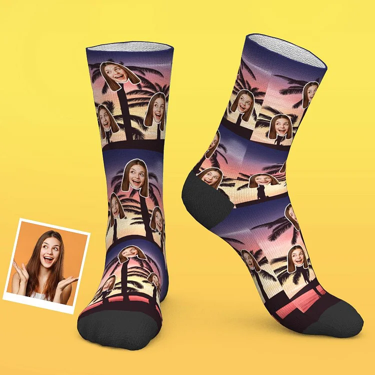 Custom Face Socks Novelty Palm Tree Element Tropical Socks