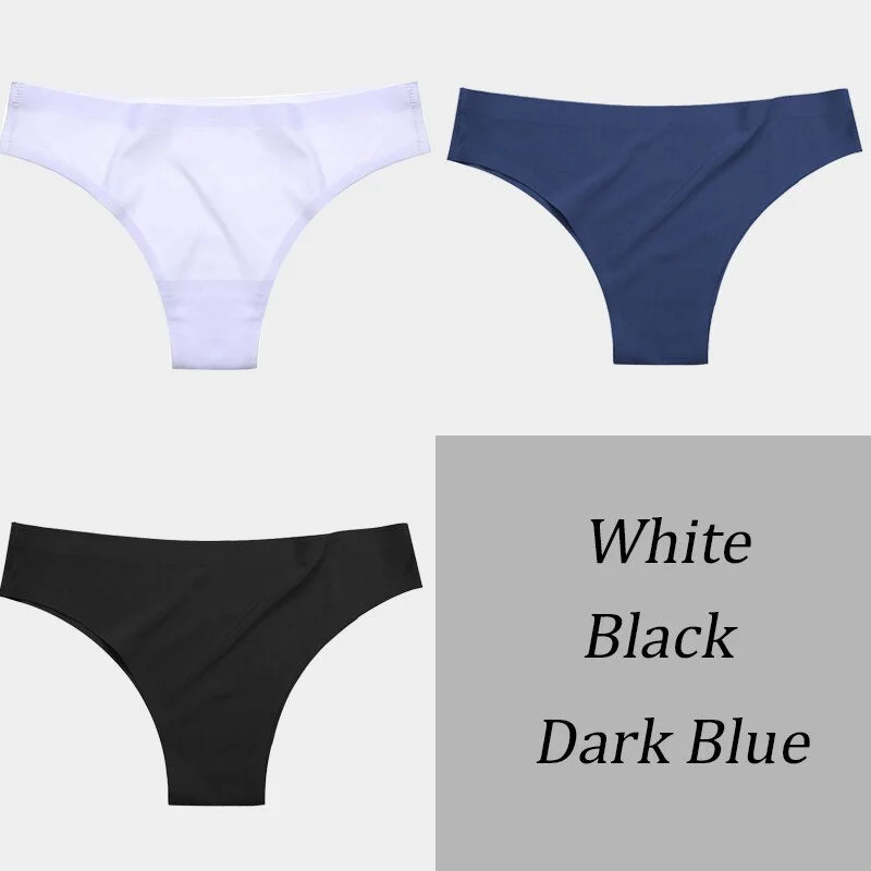 3PCS/Set Women Seamless Panties Sexy Underwear Invisible Lingerie Breathable Briefs Ice Silk Ultra-thin Intimate Underpants M-XL