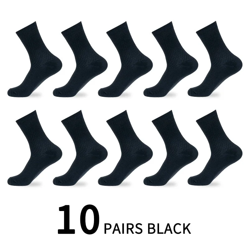 10 Pairs/Lot Men Bamboo Fiber Socks High Quality Solid Black Long Short Sock Business Casual Sports Breathable Four Seasons