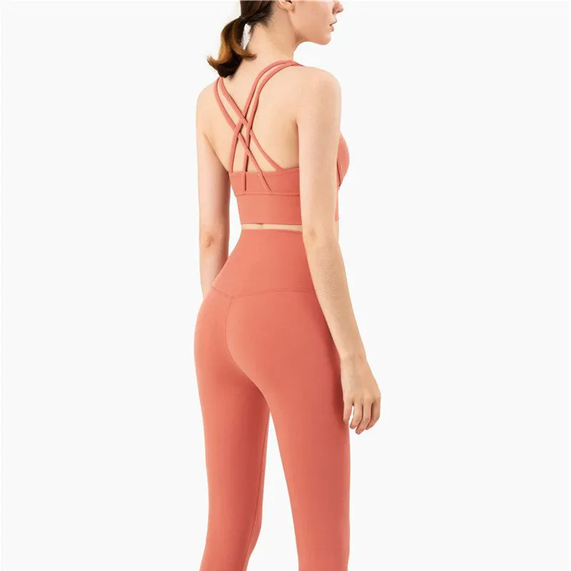 Rustic coral online sports bra sale