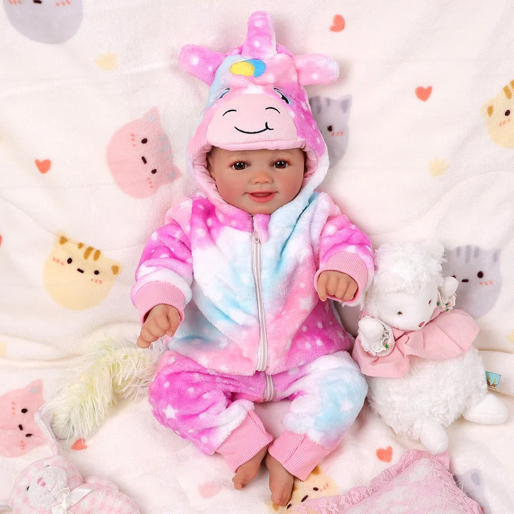 Babeside Smiling Reborn Baby Sunny 17'' Little Infant Girl Healing of the Heart Rainbow Sunny(No Hair)-Vinyl Body