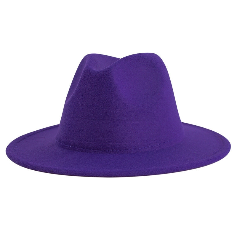 60 Color Solid Color Jazz Top Hat British Style Retro Woolen Hat Adult Embroidered Logo Felt Hat