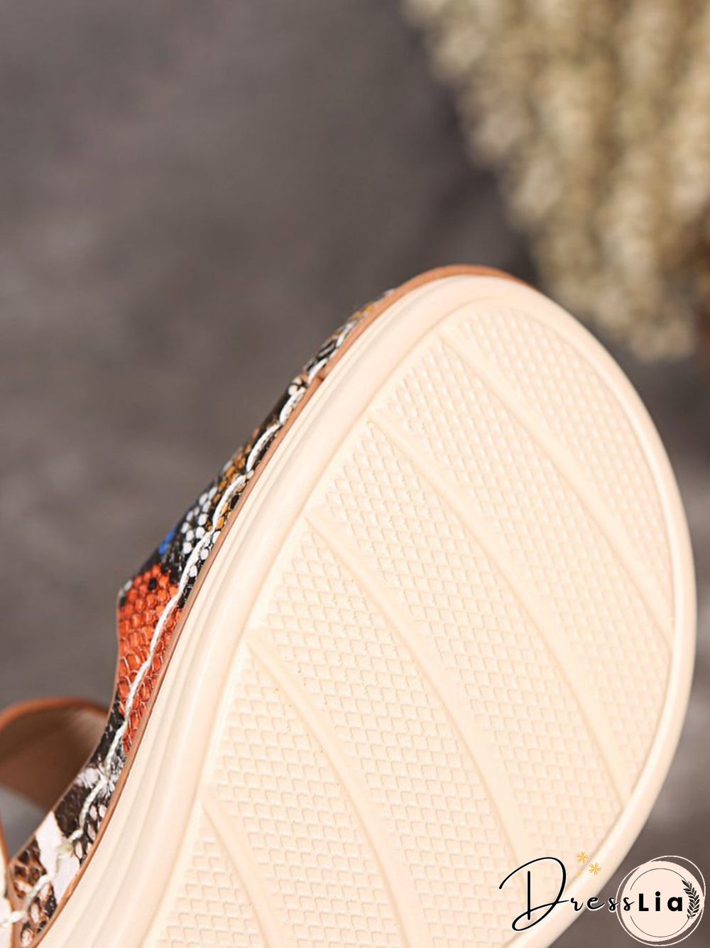 3D Floral Snake Print Wedge Sandals Slippers