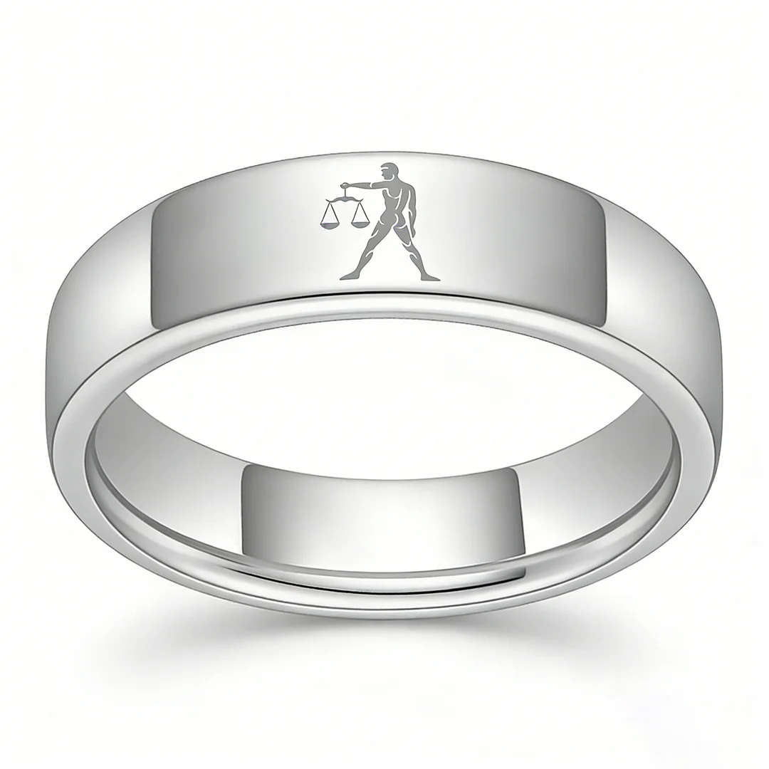 Men Women Sliver Libra Tungsten Carbide Rings Couple Wedding Band Flat Top Comfort Fit 4MM 6MM 8MM Width