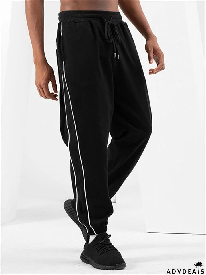 Fashion Simple Style Solid Color Straight-Leg Sporty Drawstring Pants