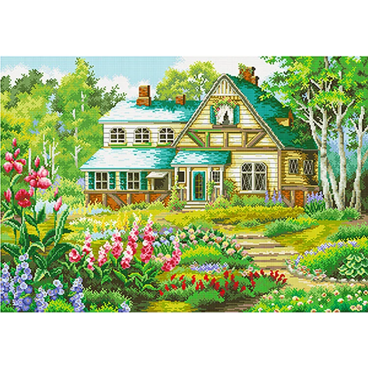 Spring Brand - Cabin In Forest 11CT Stamped Cross Stitch 80*60CM(73Colors)