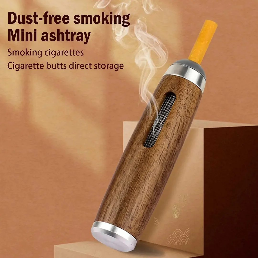 🔥Hot Sale 49% Off🔥- Portable Anti-flying Walnut Cigarette Ashtray 