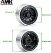 AMK 4Pcs Aluminum Alloy 17.5mm Hex Hub 2.9 Beadlock Wheels Rims for 1/6 RC Crawler Car Axial SCX6 Upgrades(Black)