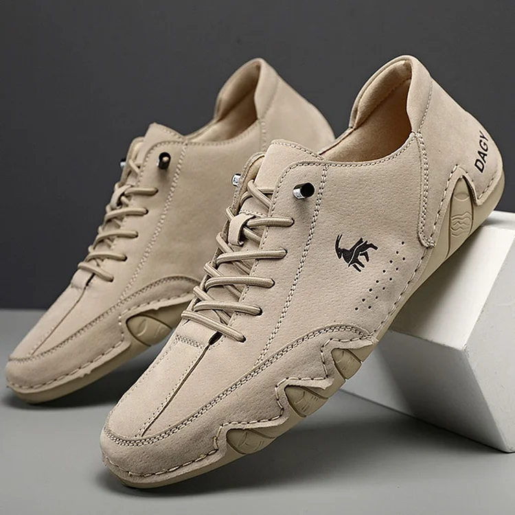Faux Leather Lace Up Round Toe Low Top Outdoor Casual Shoes