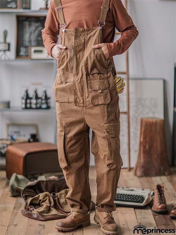 Men's Casual Cozy Oversized Multi-Pocket Dungarees