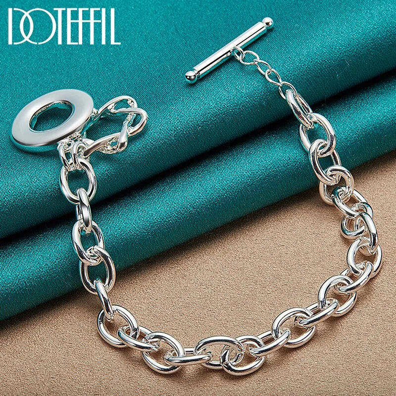 925 Sterling Silver Star Pendant Bracelet Chain OT Buckle For Women Man Jewelry