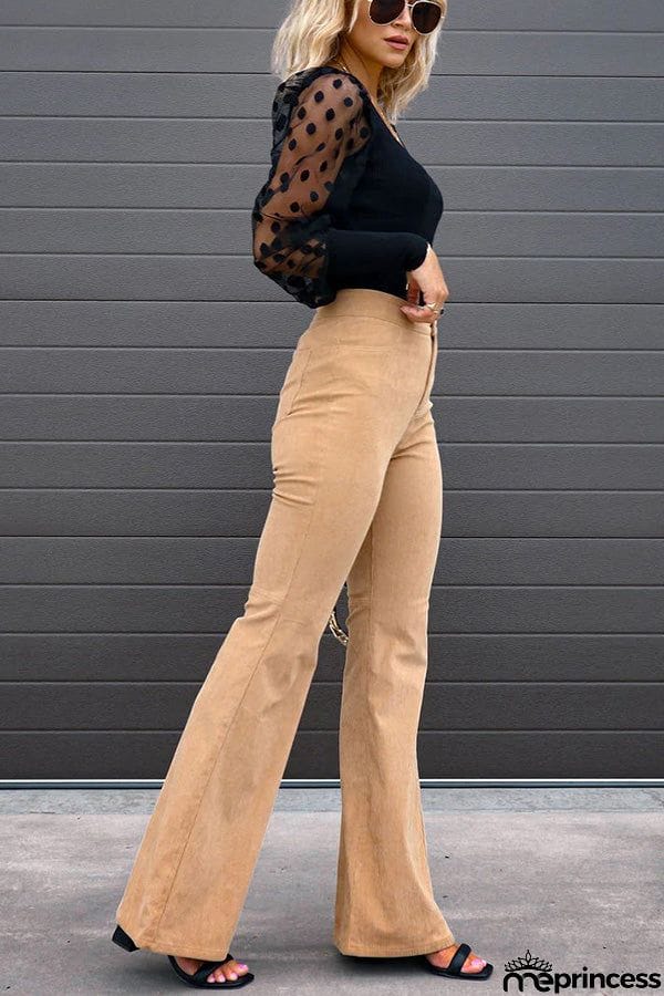 Autumn Mood Corduroy Pocketed Flare Pants