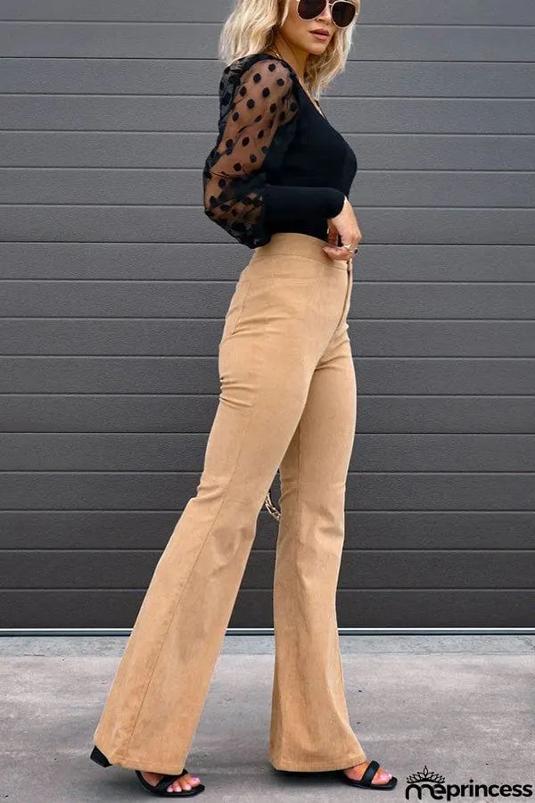 Autumn Mood Corduroy Pocketed Flare Pants