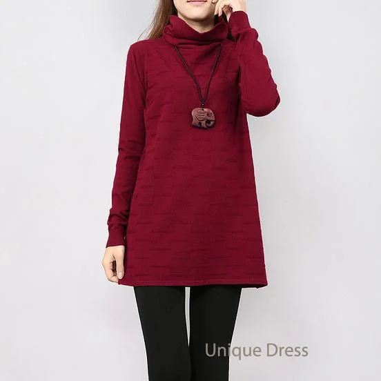 Burgundy basic women sweater top