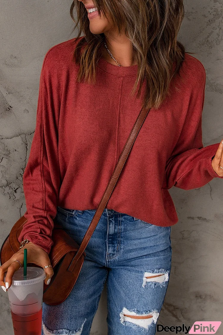 Casual Red Long Sleeve Top