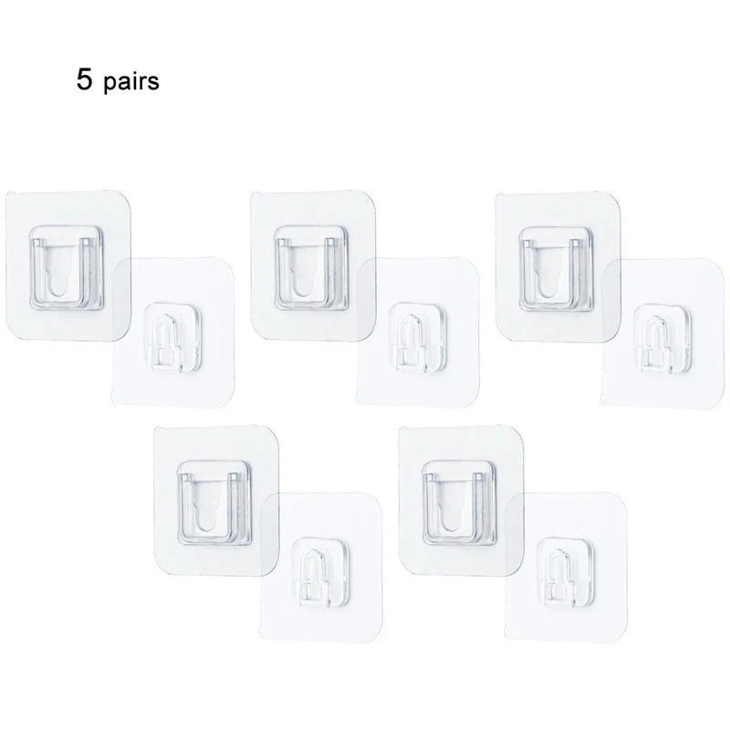 Multi-Purpose Hooks 5/10 Pairs Double-sided Adhesive Wall Hooks Waterproof Clothes Hats Towel Hooks Kitchen Bath Door Hooks