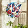 Acrylic 2D Flat DIY US Flag Butterfly Hanging Diamond Art Kits Wall Door Decor (A)