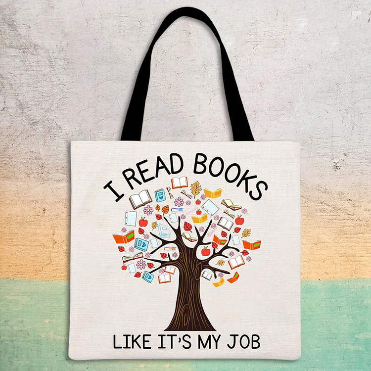 I Read Books Like It's My Job Printed Linen Bag