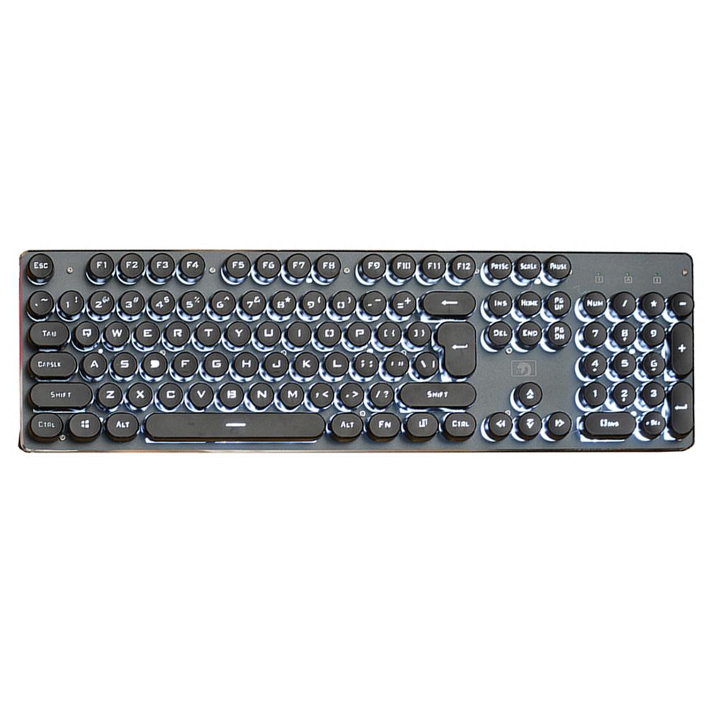 

K100 Steampunk Retro Keycap USB Wired Backlit Gaming Keyboard (Black+White, 501 Original