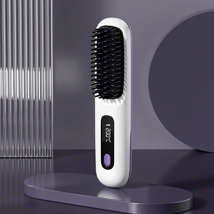 2-in-1 USB-Rechargeable Heated Hair Straightening Brush