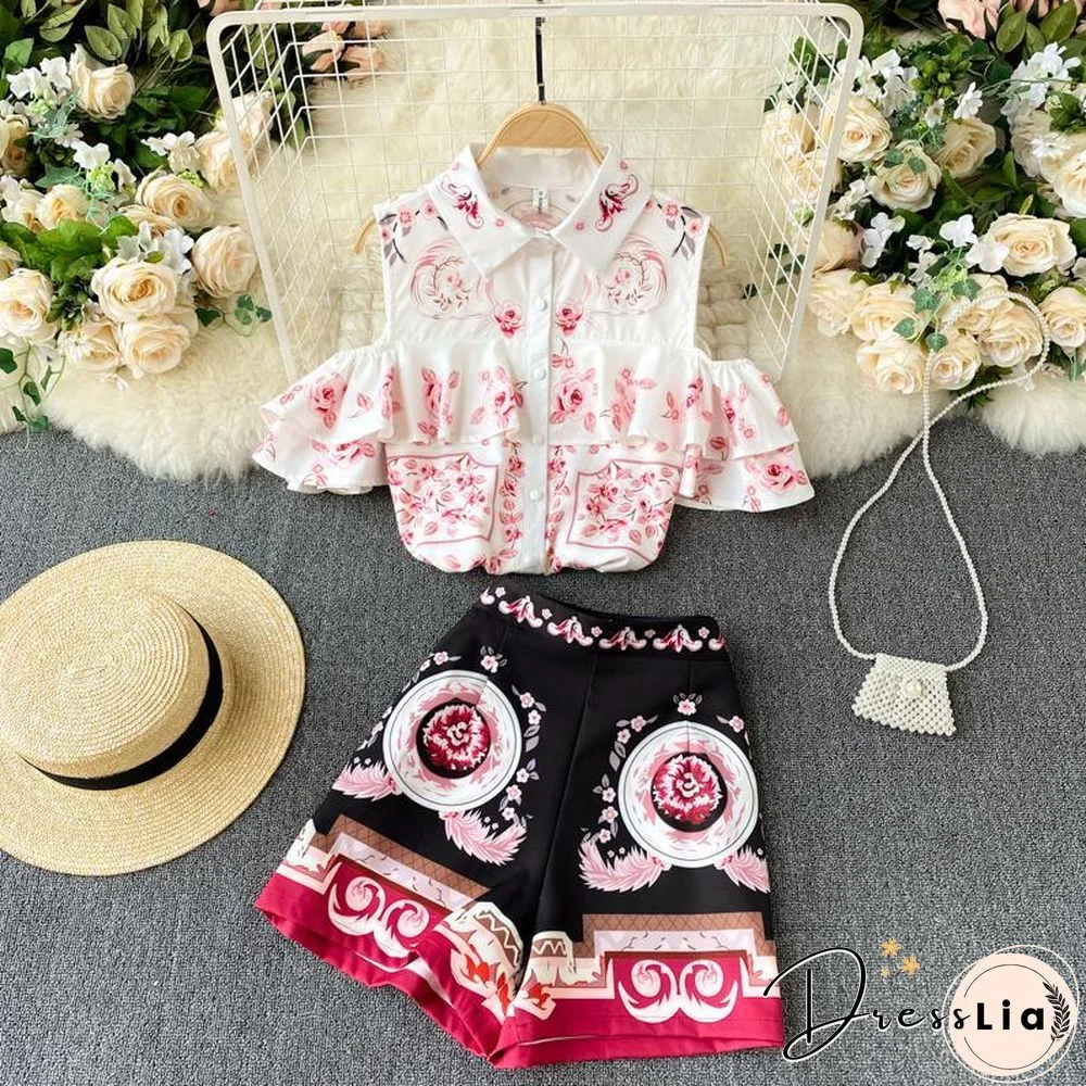 Floral Off Shoulder Two-Piece Set P11823