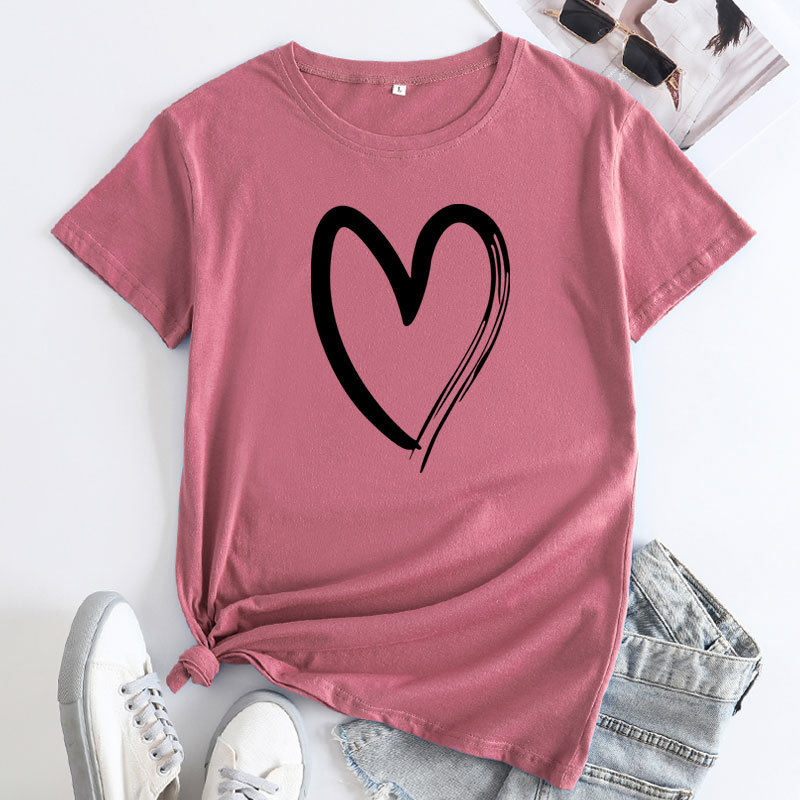 Heart Print Women's Cotton T-Shirt | ARKGET