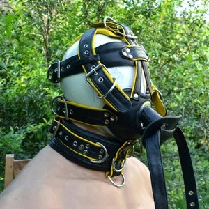 pornhint Pornhint Hand made Leather dog mask  Pup play  Puppy Mask  with muzzle ,head harness and mouth gag