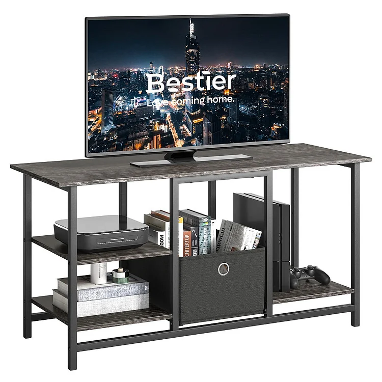 Bestier TV Stand with Storage Shelves for TVs up to 50",Black