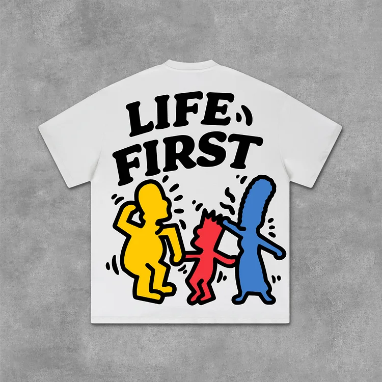 Life First Graffiti Flat Graphic Cotton T-Shirt SOPULA