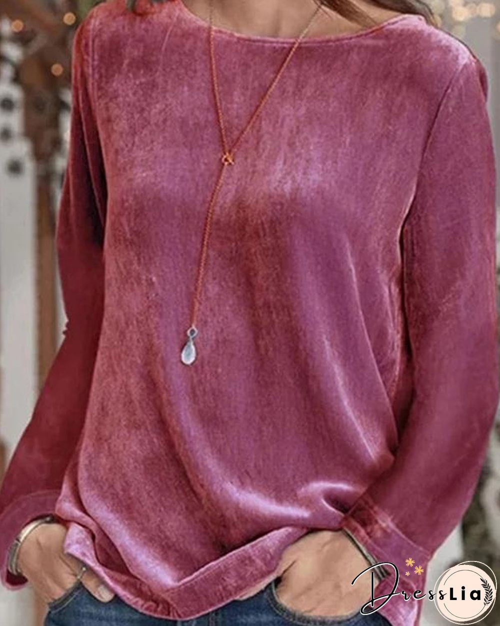 Plain Long Sleeve Casual Crew Neck Sweatershirts