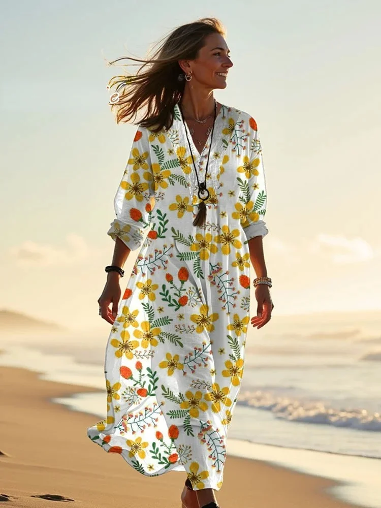 Women's  Holiday Floral  Art Print Casual Dress