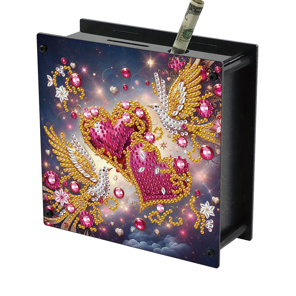 Wooden Heart DIY Diamond Painting Change Holder Case Ornament for Home Decor
