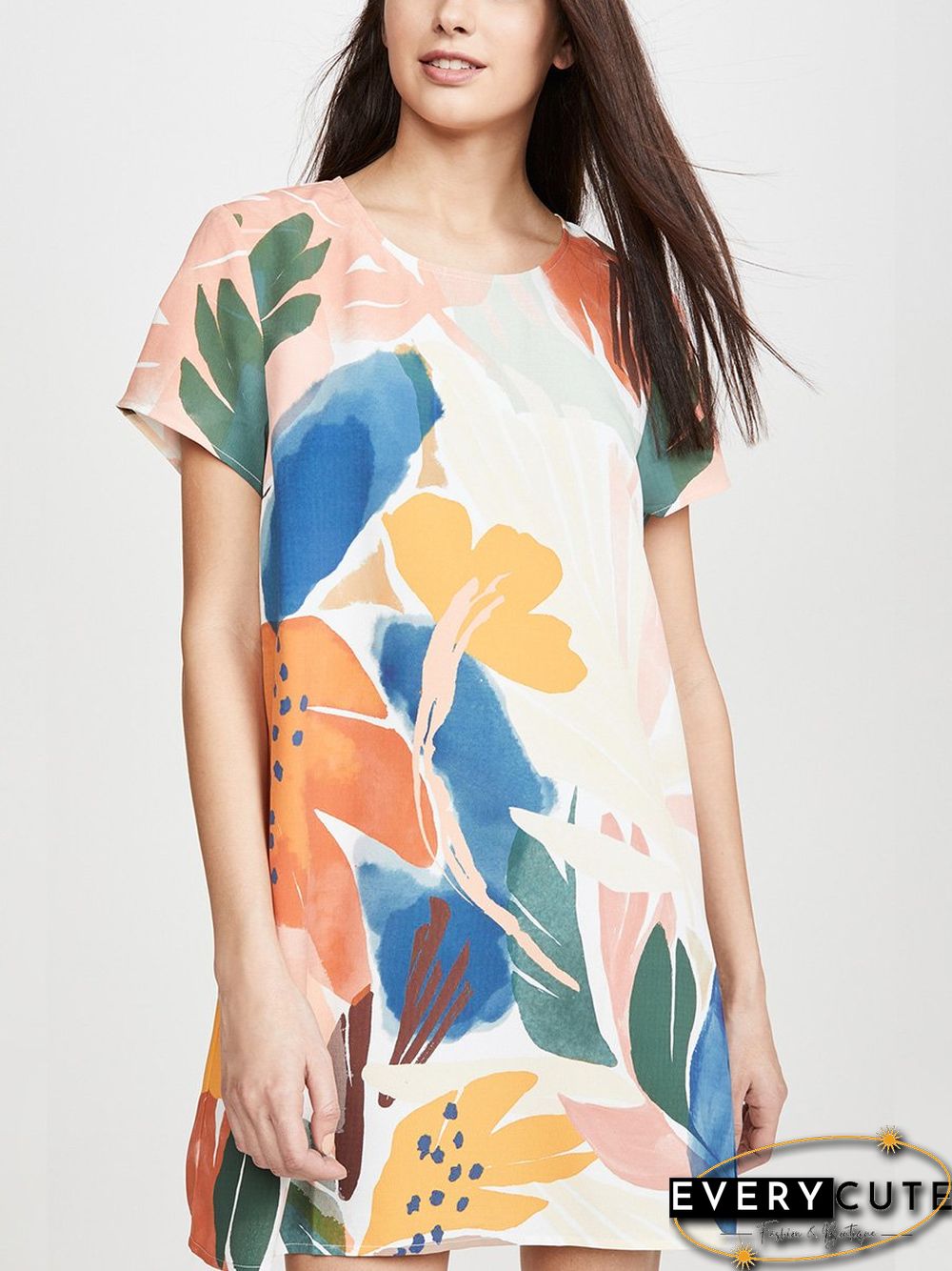 Abstract print shift mini dress P10024