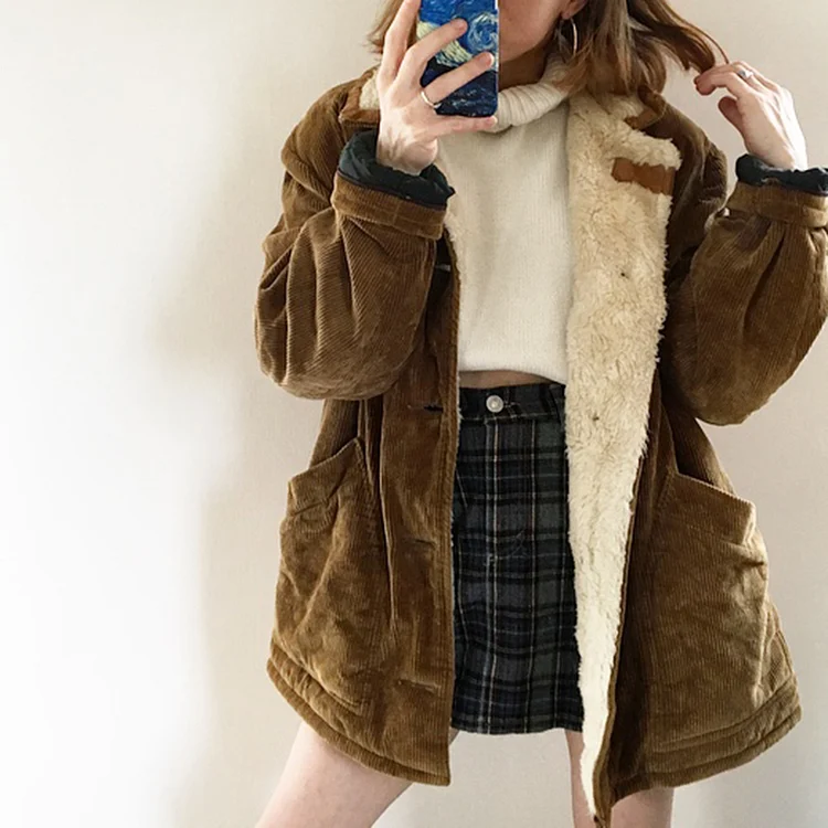 Vintage Casual Long Sleeve Cotton Coat