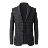 Men's Business Casual Plaid Coat