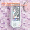 Bathroom Waterproof Phone Mount with BT Speaker 60 Degree Adjustable Angle Anti-Fog Shower Phone Stand No-Drill Wall Mount with Touchscreen for Bathroom Accessory Adults