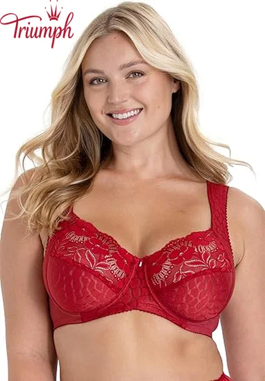 Triumph - Soutien com aro e suporte lateral em renda jacquard (3 pe&ccedil;as)