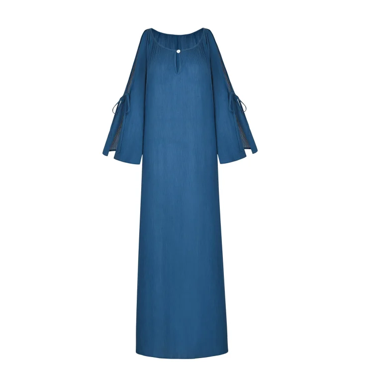 deep v neck off shoulder flare sleeve maxi dresses p115999