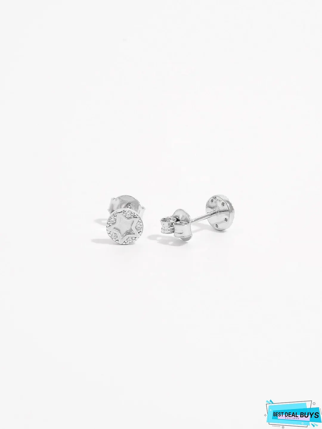925 Sterling Silver Zircon Star Stud Earrings
